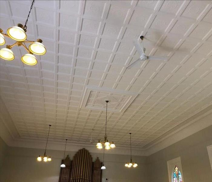  Church ceiling with lights and ceiling fans